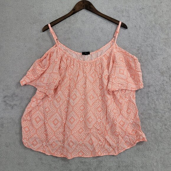 Torrid Womens Size 2X  Peach Diamond Print Off-Shoulder Top  JCT - Picture 1 of 8
